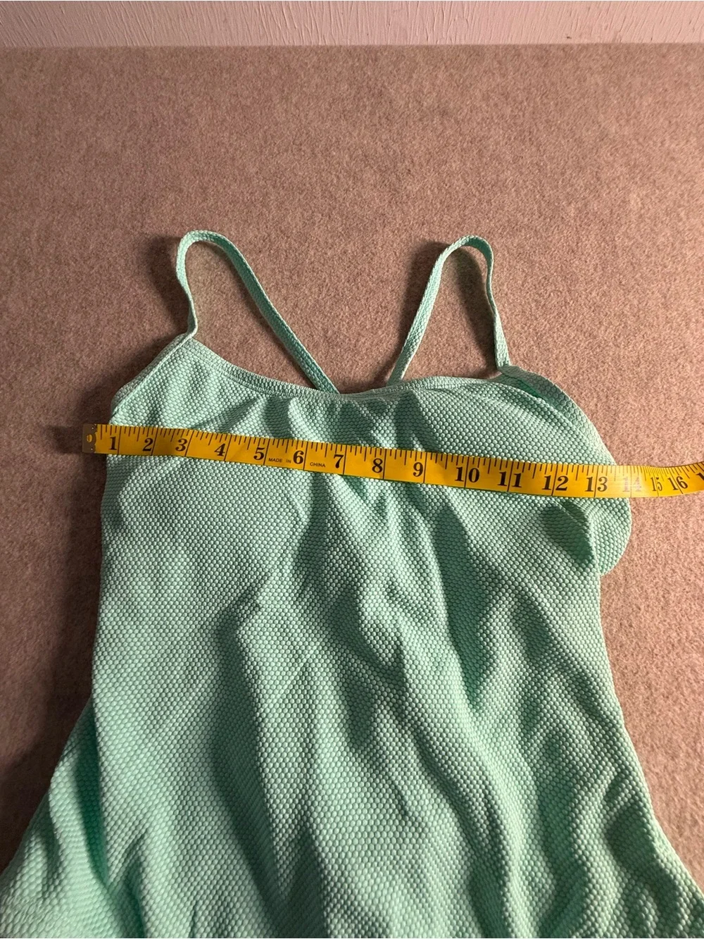 Mint Textured One-Piece Swimsuit with Slim Straps